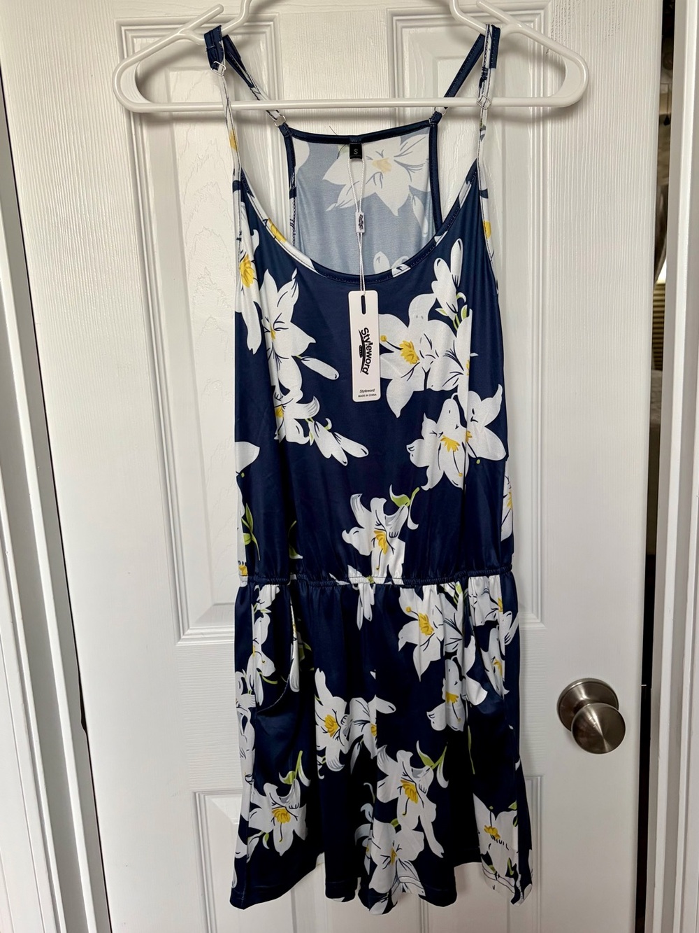 Navy Floral Spaghetti-Strap Romper
